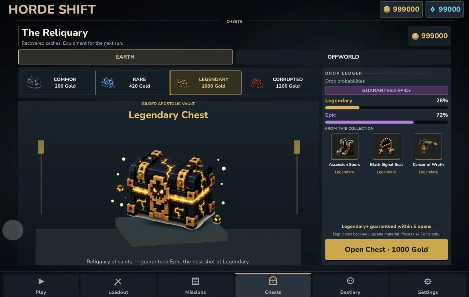 Legendary chest in Horde Shift