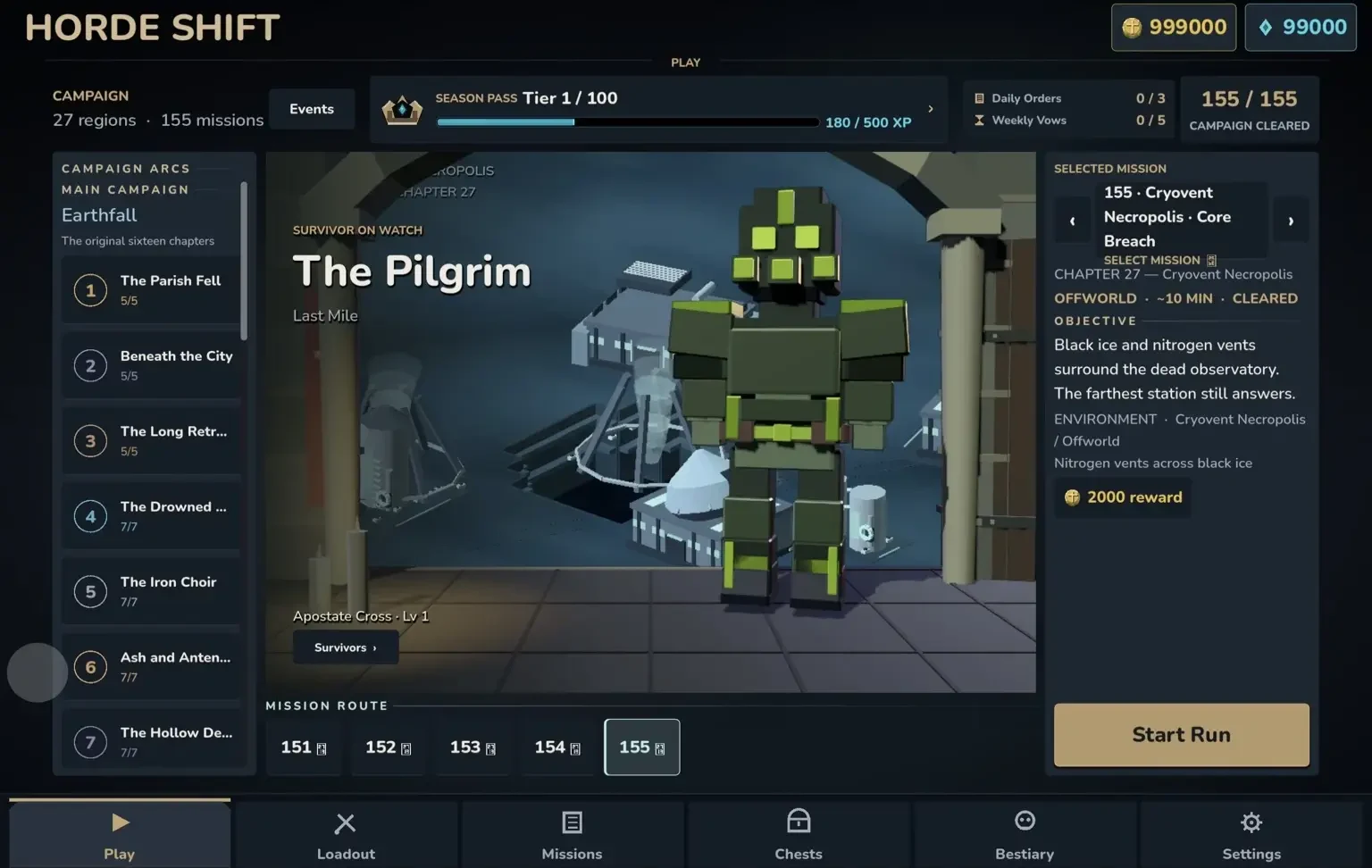 Horde Shift campaign and mission screen